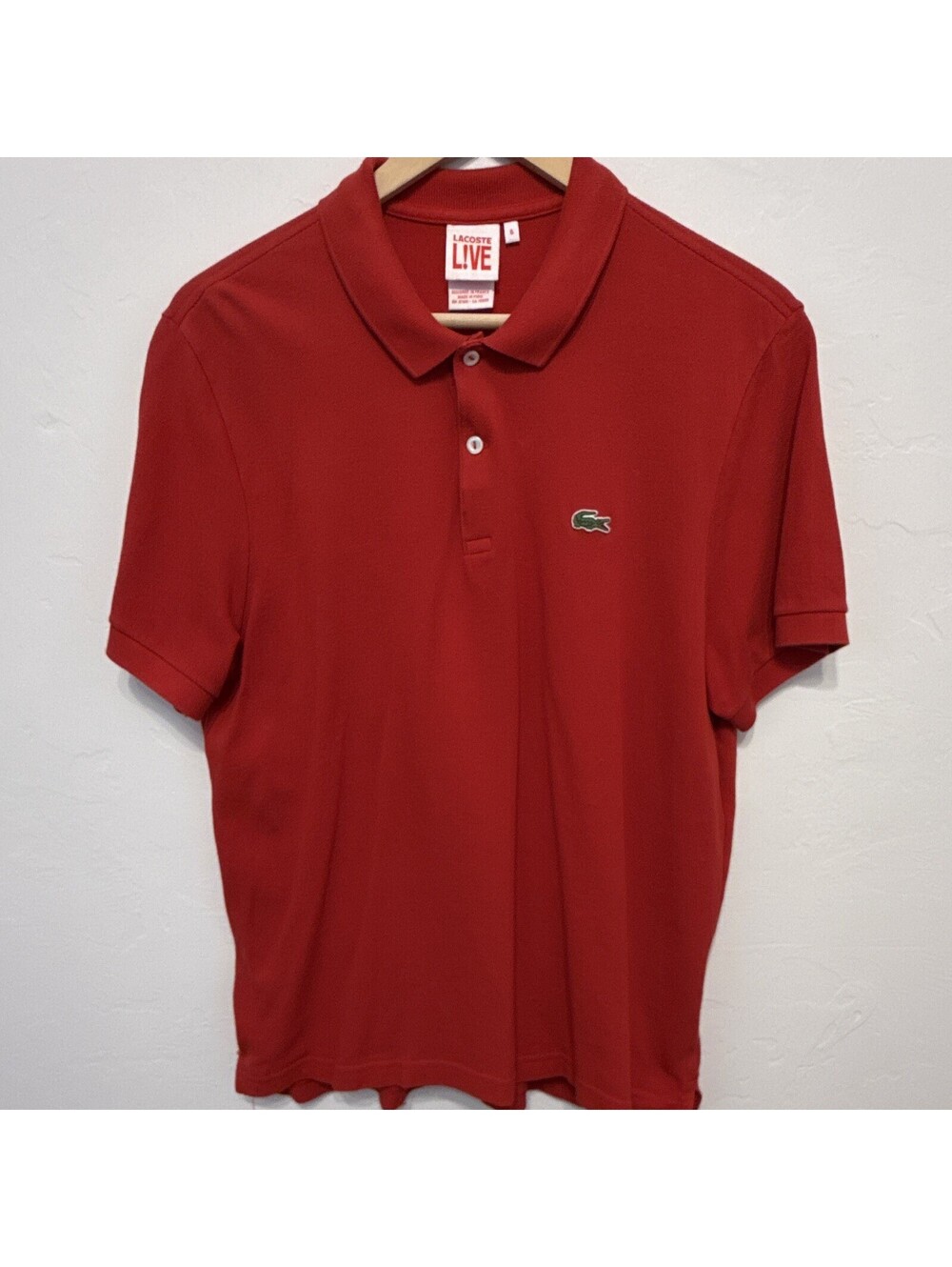 Lacoste L!VE Men's Red Polo Shirt Size 6 Cotton Breathable Embroidered